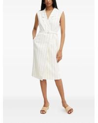 BOSS - Abito Midi Gessato Con Cintura - Lyst