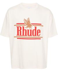 Rhude - Cream Cotton T-Shirt - Lyst
