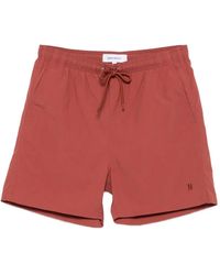 Norse Projects - Logo-Embroidered Drawstring Swim Shorts - Lyst
