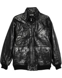 AURALEE - Leather Zip-Up Jacket - Lyst