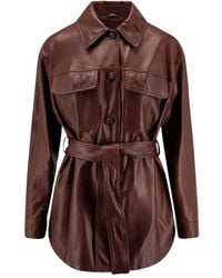 Brunello Cucinelli - Belted Leather Jacket - Lyst