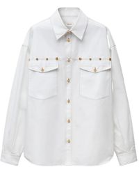 Versace - Embroidered-Detail Cotton-Poplin Shirt - Lyst