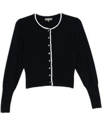 N.Peal Cashmere - Lace Trim Crew Neck Cardigan - Lyst