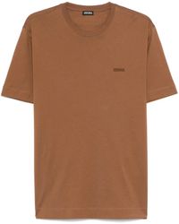 ZEGNA - T-Shirt Con Logo Ricamato - Lyst