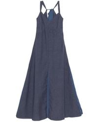 120% Lino - Halterneck Flared Maxi Dress - Lyst