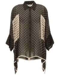 Elena Miro - Asymmetric-Hem Placement-Print Shirt - Lyst