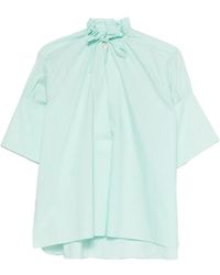 Psophia - Ruffled-Collar Short-Sleeve Shirt - Lyst