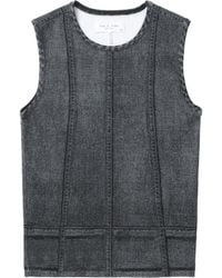 Rag & Bone - Denim-Print Panelled Tank Top - Lyst