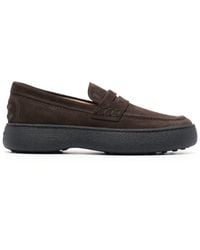 Tod's - Logo-stamped Suede Penny Loafers - Lyst