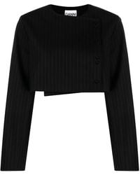 Ganni - Chaqueta cropped con estampado de rayas diplomáticas - Lyst