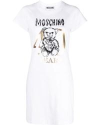 Moschino - Teddy Bear-Motif Cotton T-Shirt Dress - Lyst