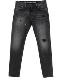 Emporio Armani - Distressed Paint-Splatter Jeans - Lyst