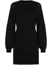 Twinset - Floral-Embroidered Pointelle-Knit Mini Dress - Lyst