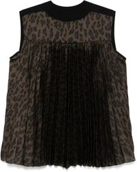Sacai - Leopard-Print Cotton Top - Lyst