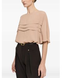 Nissa - Pleat-Detail Chiffon Top - Lyst
