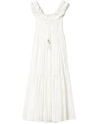 Twinset - Midi-Jurk Met Ruches En Ringlets - Lyst