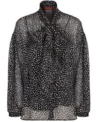Max Mara - Sheer Polka-Dot Blouse - Lyst