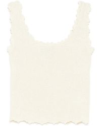 Low Classic - Mouwloze Gebreide Top Met Kanten Afwerking - Lyst