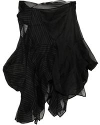 Yohji Yamamoto - Pinstripe Layered Asymmetric Midi Skirt - Lyst