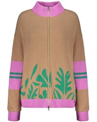 Herno - Zip-Up Leaf-Pattern Cardigan - Lyst