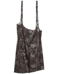 Prada - Chantilly Lace Midi-Skirt With Suspender Straps - Lyst