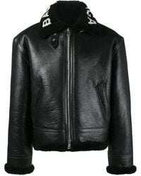 Balenciaga - Logo Collar Shearling Jacket - Lyst