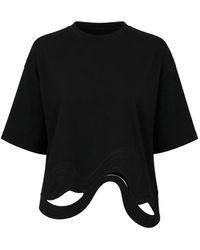Alpha Studio - T-Shirt À Découpes Et Ourlet Ondulé - Lyst