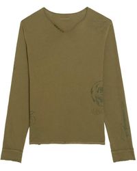 Zadig & Voltaire - Monsatir Henley Button-Detail Graphic Long-Sleeve T-Shirt - Lyst