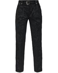 Versace Jeans Couture - Damask-Pattern Belted Trousers - Lyst