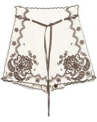 Zimmermann - Linen Shorts With Decorative Embroidery - Lyst