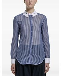 Vivetta - Striped Embroidered-Collar Shirt - Lyst