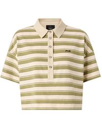 Pinko - Cropped Striped Jersey Polo With Structured Collar - Lyst