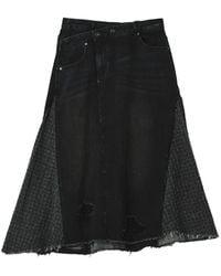 Musium Div. - Distressed Panelled Midi Skirt - Lyst