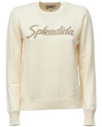 MC2 Saint Barth - Off New Queen Crewneck Sweater Knit With Splendida Rhinestone Embroidery - Lyst