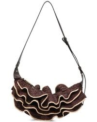 Zimmermann - Goldentime Ruffled Raffia Shoulder Bag - Lyst