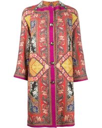 Etro Patchwork Print Tweed Coat - Yellow