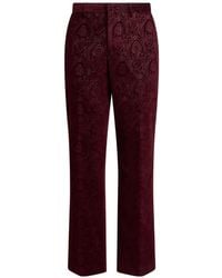 Etro - Straight-Leg Cotton Velvet Trousers With Arnica Motif - Lyst