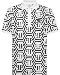 Philipp Plein - Monogram-print Cotton Polo Shirt - Lyst