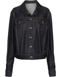 Prada - Triangle Logo Denim Jacket - Lyst
