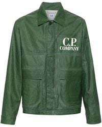 C.P. Company - Beschichtete Hemdjacke mit Logo-Print - Lyst