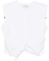 Elisabetta Franchi - Knot-Detail Padded-Shoulder T-Shirt - Lyst