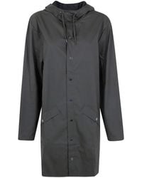 Rains - Long Jacket Hooded Pocket Coat - Lyst