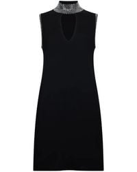 Liu Jo - Rhinestone-Embellished Cut-Out Knit Mini Dress - Lyst