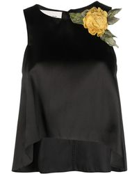 Gemy Maalouf - Floral-Appliqué Sleeveless Blouse - Lyst