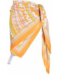 Emilio Pucci Graphic-print Side Tie-fastening Skirt - Orange