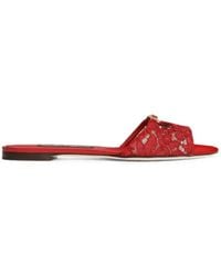 Dolce & Gabbana - Lace Flat Slides - Lyst