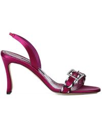 Manolo Blahnik - Crystal-Buckle Slingback Sandals - Lyst