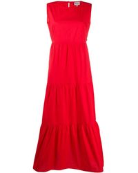 Woolrich Robe froncée en popeline - Rouge