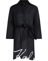 Karl Lagerfeld - Robe De Plage Dna Signature À Coupe Longue - Lyst