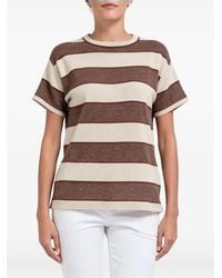 Brunello Cucinelli - Striped Short-Sleeve Sweater - Lyst